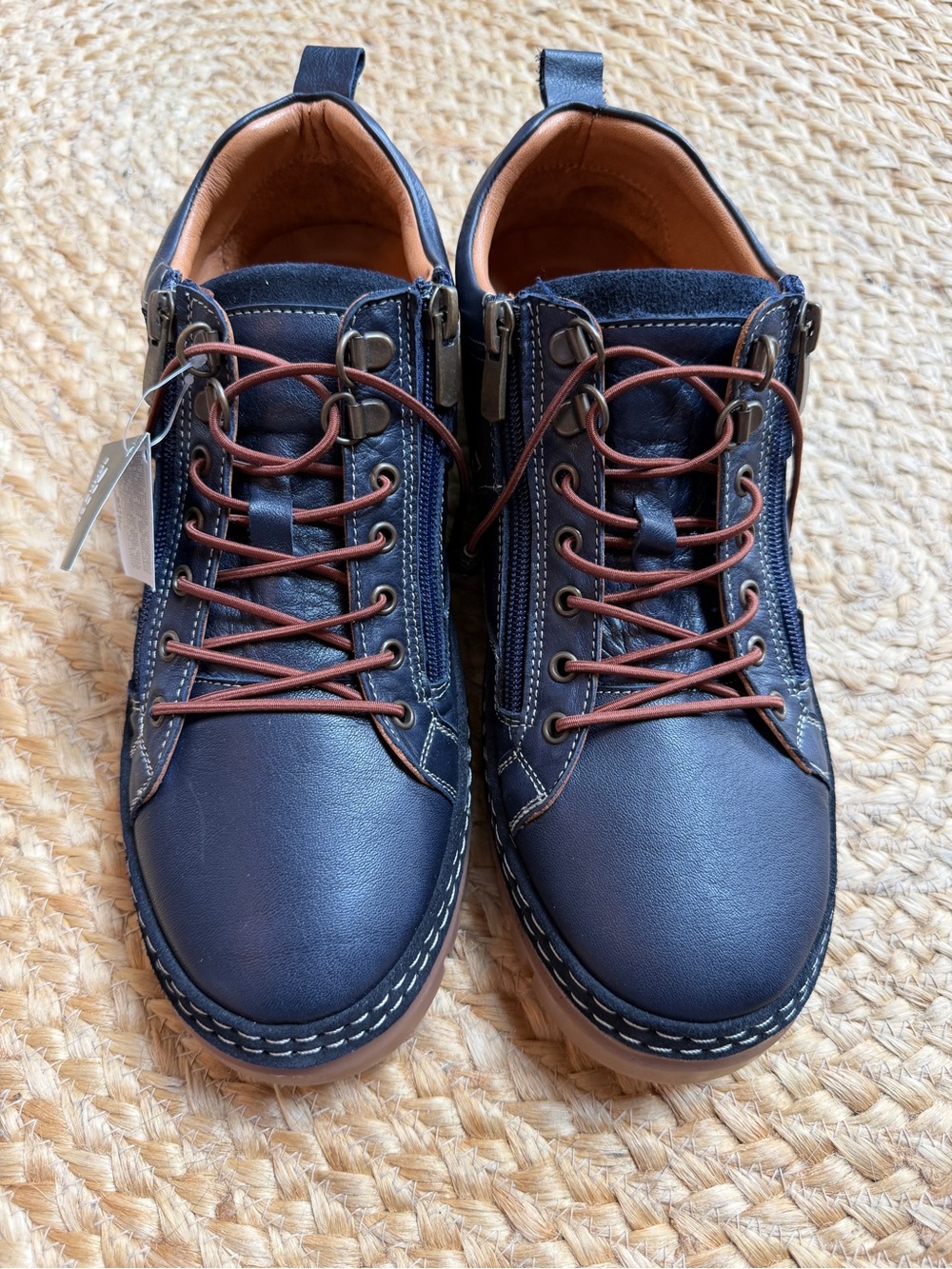 Spring Step Lauria Navy Leather Comfort Sneaker Booties EU 42 / US 10.5-11 NWT
